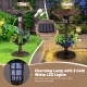 Standing pedestal birdbath and feeder combo in bronze with lotus leaf bowl, featuring cold white LED lights for outdoor.